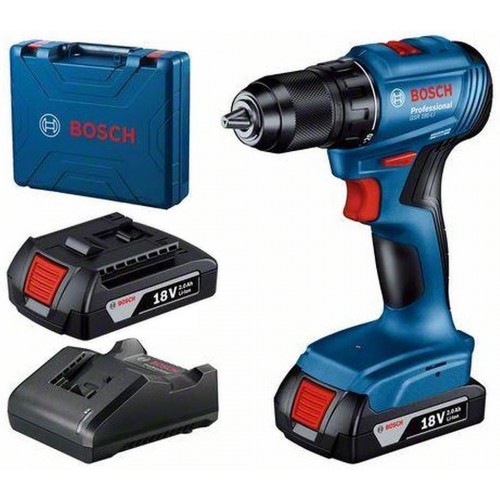 BOSCH GSR 185-LI Akumulatorowa wiertarko-wkrętarka,2x 2 Ah, GAL 18V-20, walizka 06019K3000